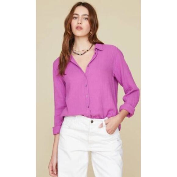 Xirena Scott Cotton Gauze Top Rasberry Pink Button. Down Women Small - Picture 1 of 13